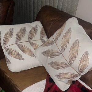 HUGE and very heavy Leaf Print Throw Pillows